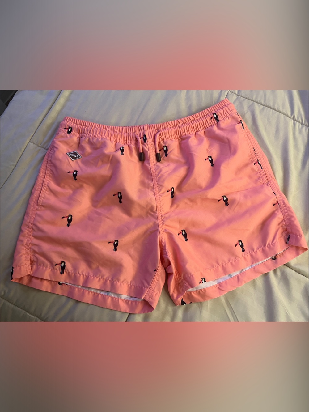 Pink Toucan Print Men's Swim Shorts